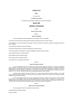 134/2016 Coll. ACT BOOK ONE GENERAL PROVISIONS