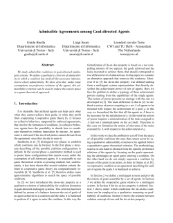 Admissible Agreements among Goal-directed Agents