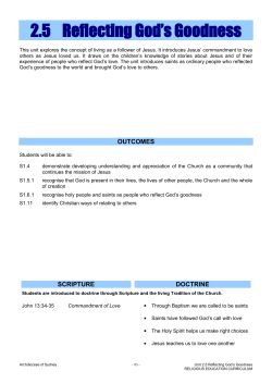 Unit 2.5 Reflecting God`s Goodness