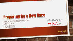CEO Report Preparing for a new race