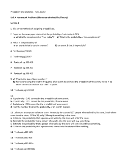 Probability and Statistics &ndash; Mrs. Leahy Unit 4 Homework Problems