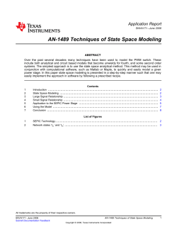AN-1489 Techniques of State Space Modeling