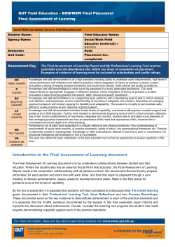 Introduction to the Final Assessment of Learning