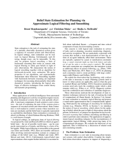 Belief State Estimation for Planning via Approximate Logical
