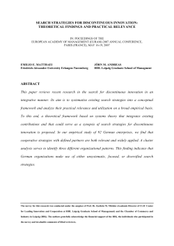 SEARCH STRATEGIES FOR DISCONTINUOUS INNOVATION