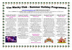 Summer Holiday Programme 2017