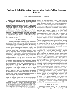 Analysis of Robot Navigation Schemes using Rantzer`s Dual