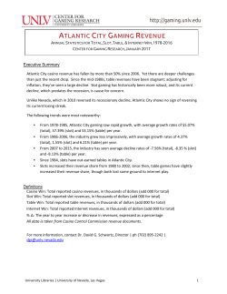 Atlantic City Gaming Revenue - Center for Gaming Research, UNLV