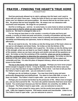 PRAYER - Finding the Heart`s True Home