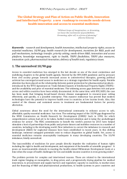The Global Strategy and Plan of Action on Public Health, Innovation