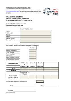 PROVISIONAL Entry Form COMPETITORS - Para