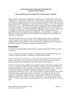 Human-Subjects Research Supported by the Department of Defense