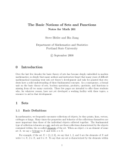 The Basic Notions of Sets and Functions 0 Introduction 1 Sets