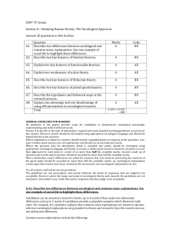 2007 `H` Grade: Section A&mdash;Studying Human Society: The
