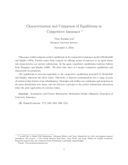 Characterization and Uniqueness of Equilibrium in