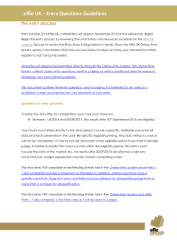 effie UK &ndash; Entry Questions Guidelines the entry process