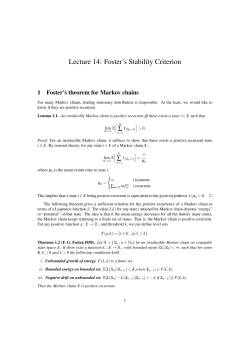 Lecture 14: Foster`s Stability Criterion