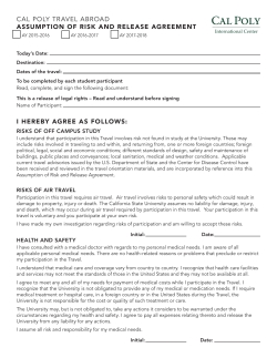 Assumption of Risk and Release - Cal Poly International Center