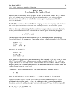 1 Week 2: Notes From Single-Level to Multilevel Models Multilevel