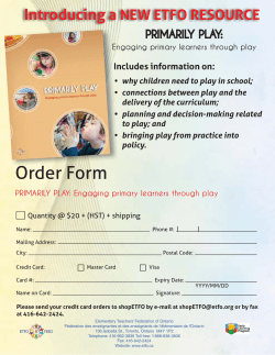 Order Form.indd - The Elementary Teachers` Federation of Ontario