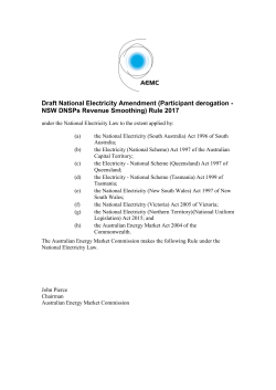 Participant derogation - NSW DNSP Revenue Smoothing Draft rule