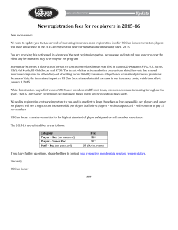 New registration fees for rec players in 2015-16