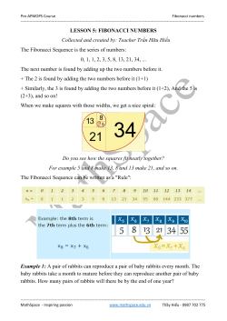 LESSON 5: FIBONACCI NUMBERS Collected and created by