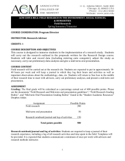 ACM COSTA RICA: FIELD RESEARCH IN THE ENVIRONMENT