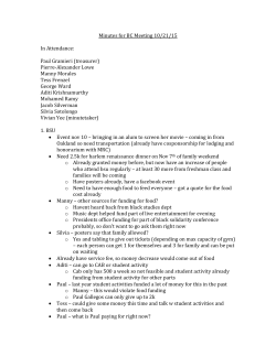 Minutes for BC Meeting 10/21/15 In Attendance: Paul Gramieri