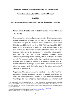 Competition Authority Substantive Standards and Social Welfare