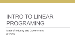 Intro to Linear Programing