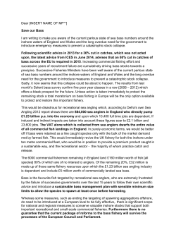 Dear [INSERT NAME OF MP**] Save our Bass I am writing to make