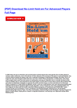 No-Limit Hold em For Advanced Players Full Page