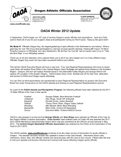 OAOA 2012 Winter Update - Oregon Athletic Officials Association