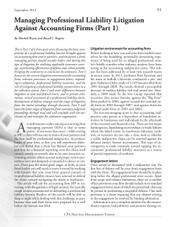 Managing Professional Liability Litigation Against Accounting Firms