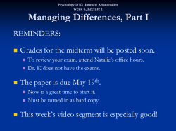Psychology 137C: Intimate Relationships Week 6, Lecture 1