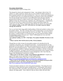 Prescription Opioid Policy Christina Baumann, PAH 575 Winter