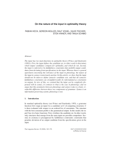 On the nature of the input in optimality theory