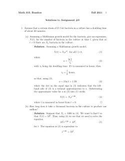 Math 31S. Rumbos Fall 2011 1 Solutions to Assignment #9 1