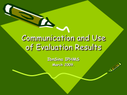 Communicating Evaluation Results - Evaluation centre for complex
