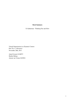 Book Summary D. Kahneman - Thinking Fast and
