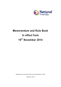 Memorandum and Rule Book In effect from 19 November 2014
