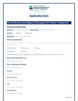 Application Form Pernod Ricard Asia Regional
