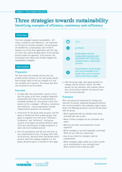 Three strategies towards sustainability