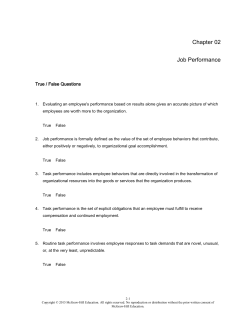 Chapter 02 Job Performance True / False Questions 1. Evaluating
