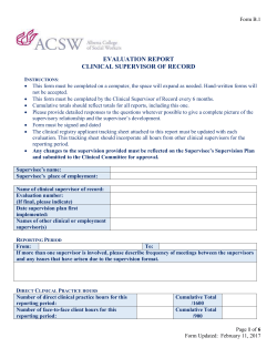 Clinical Supervisor of Record
