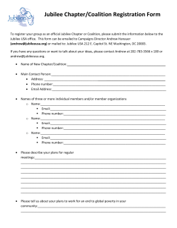 Jubilee Chapter/Coalition Registration Form