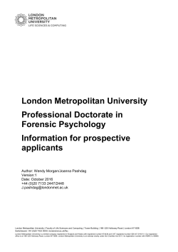 London Metropolitan University Professional Doctorate in Forensic