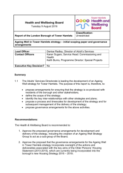 Ageing Well Strategy - Tower Hamlets Council