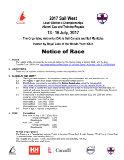 Notice of Race - Sail Manitoba